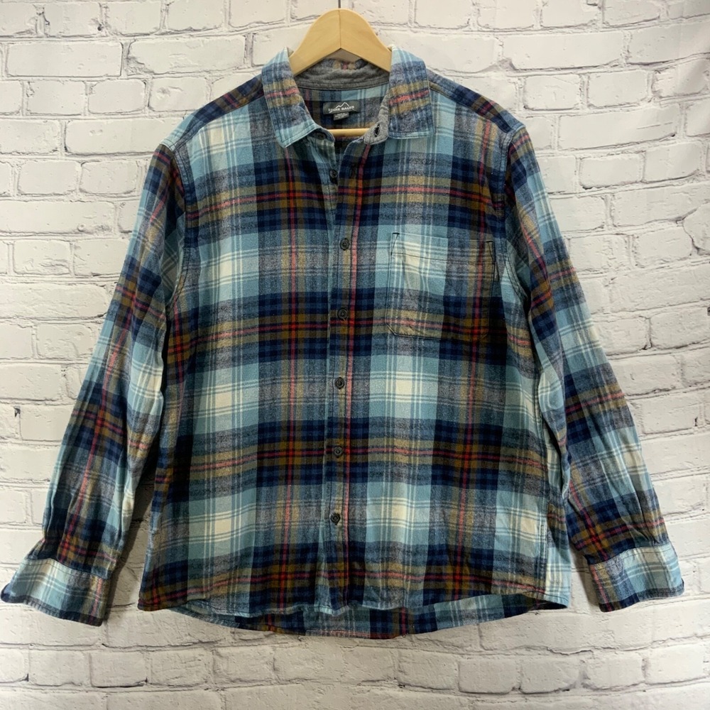 Eddie Bauer Mens Plaid Flannel Shirt‎ Sz XL 100% Cotton